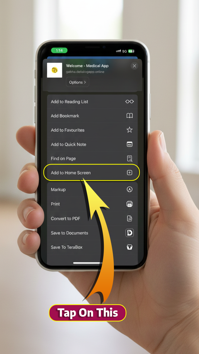 Tap Add to Home Screen Option
