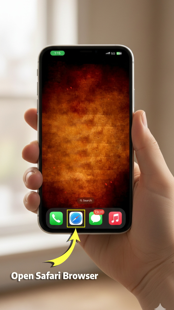 Open Safari Browser on iPhone