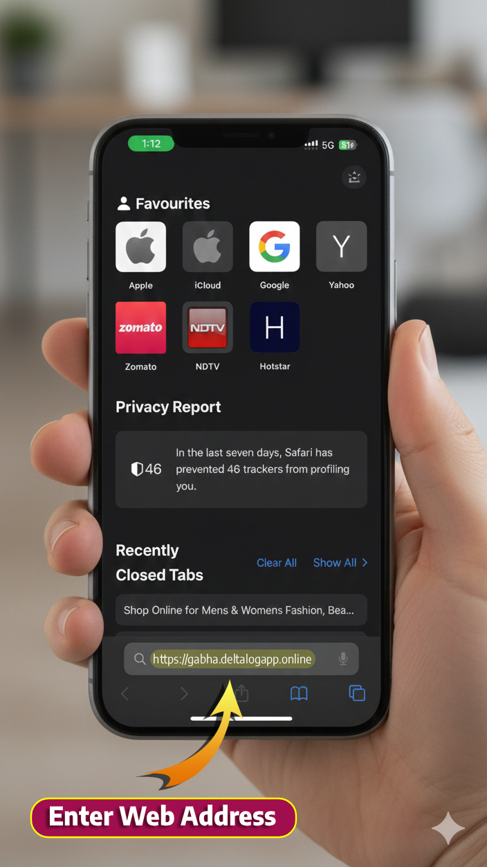 Enter Website Address in Safari
